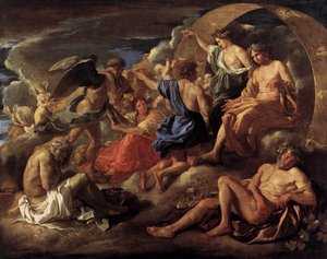 Helios和Phaeton与土星和四季 作者 尼古拉斯·普桑（Nicolas Poussin）